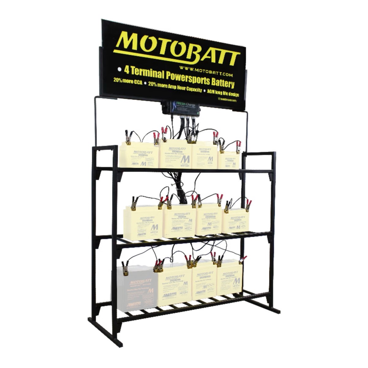 Motobatt 12-Station Battery Maintenance Charger with Stand