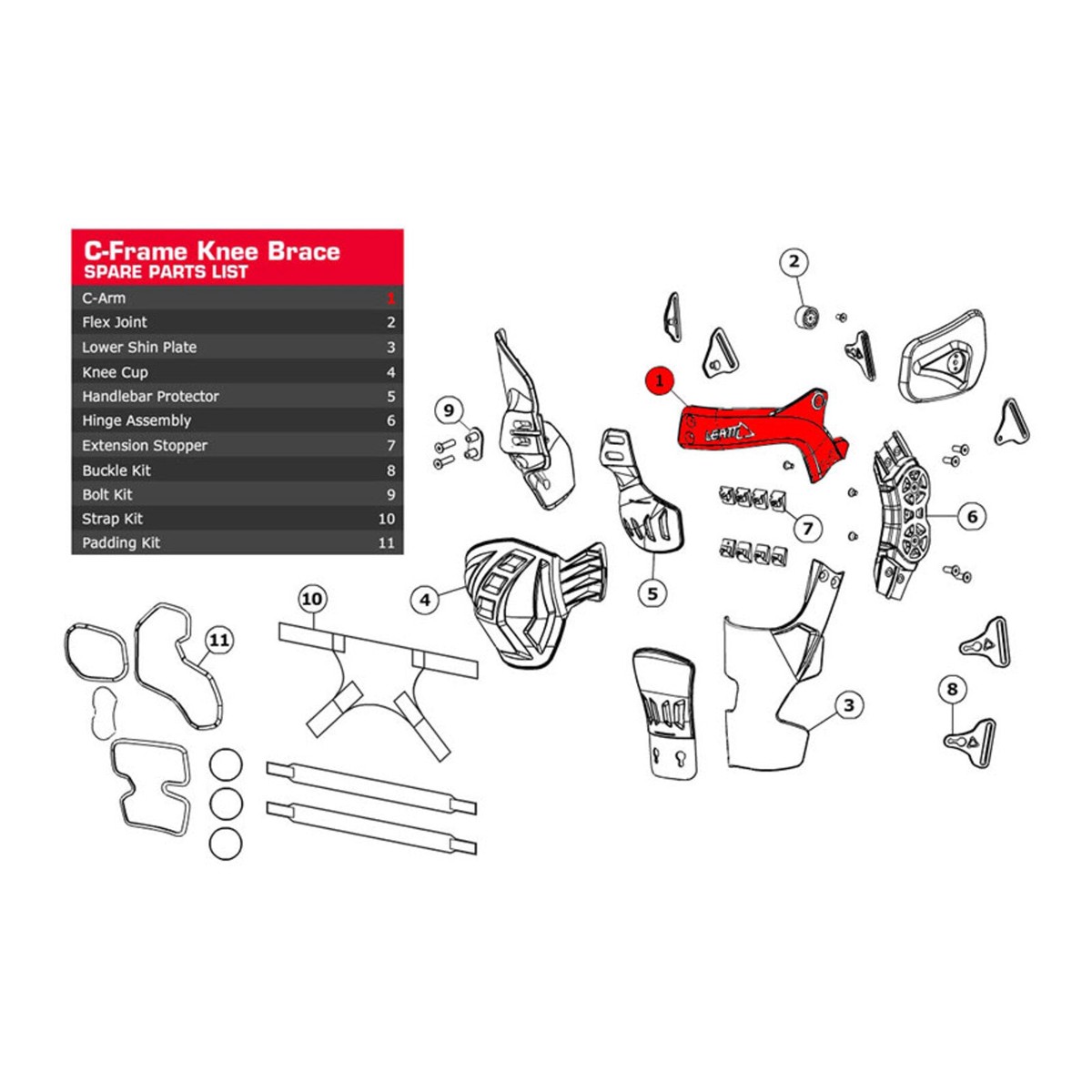 Leatt C-Frame C-Arm Aluminium - Forged Right