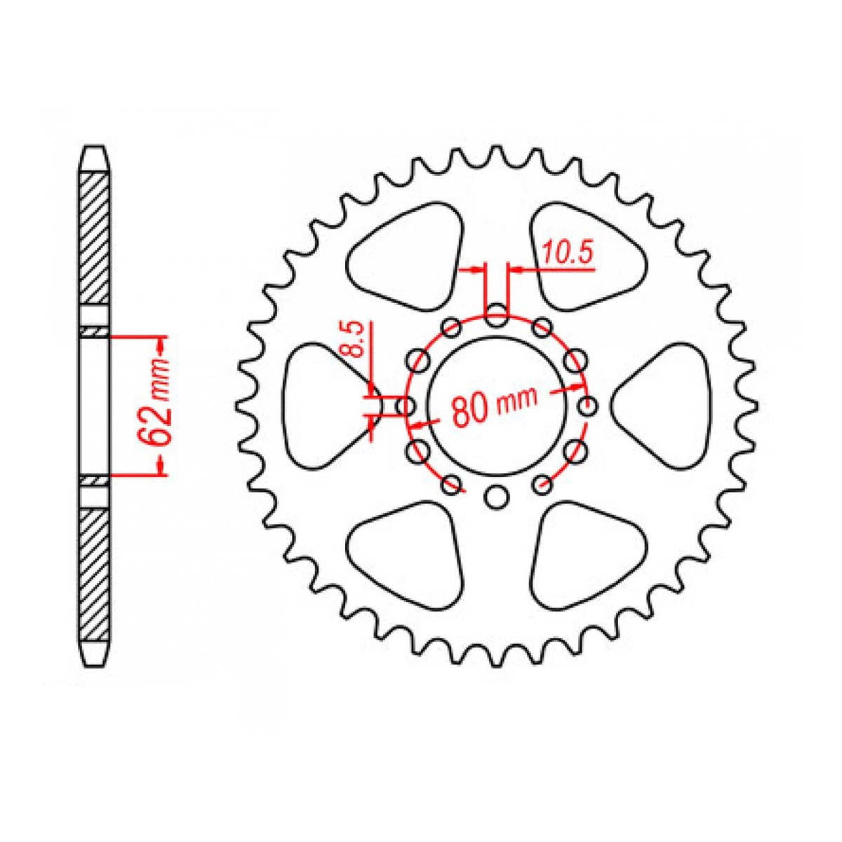 MTX 845 (2) Steel Rear Sprocket #520